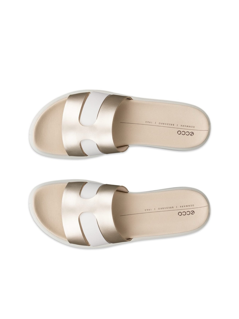 ECCO Flowt Slide Sandal Metallic Gold and White Womens Size EU 40 US 9-9.5
